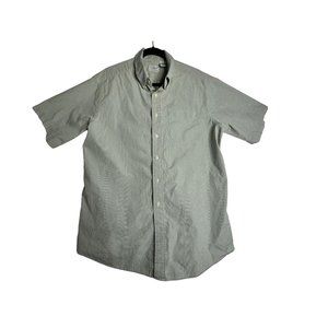 L.L. Bean Green White Plaid Button Up Short Sleeve Shirt Mens Large
